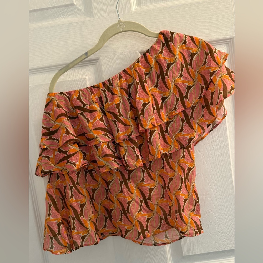 Devotion TWINS Pink and Orange Floral Ruffle Blouse